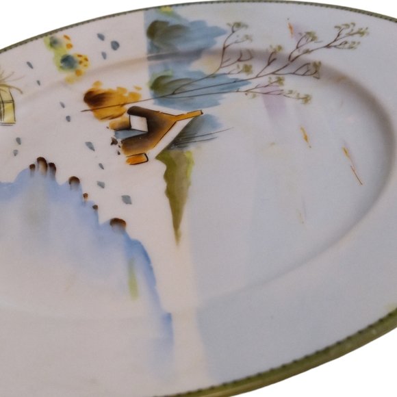 Vintage Hand Painted Winter Scene Decorative Plate - Picture 3 of 7